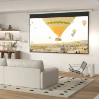 Telo per Proiettore 120" 16:9 Motorizzato con Telecomando, Fissaggio a Muro e Soffitto, Bianco
