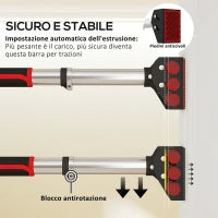 Sbarra per Trazioni a Larghezza Regolabile con Impugnature Antiscivolo, 75-92x10x7 cm, Rosso e Nero