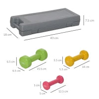 Set Manubri Pesi per Braccia con Valigetta, 6 Manubri da 0.5kg 1kg 1.5kg Acciaio e Rivestimento PU, Rosso Giallo e Verde