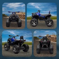 Quad Elettrico per Bambini 3-5 Anni a 12V con Fari e Pedale, in PP e Metallo 100x65x73 cm, Blu