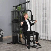 Stazione Fitness Palestra Multifunzione per Allenamento a Casa e Professionale, Acciaio 150x110x210cm Nero