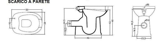 Vaso WC disabili senza apertura frontale H. 49 cm Alice Ceramica Confort scarico parete Bianco