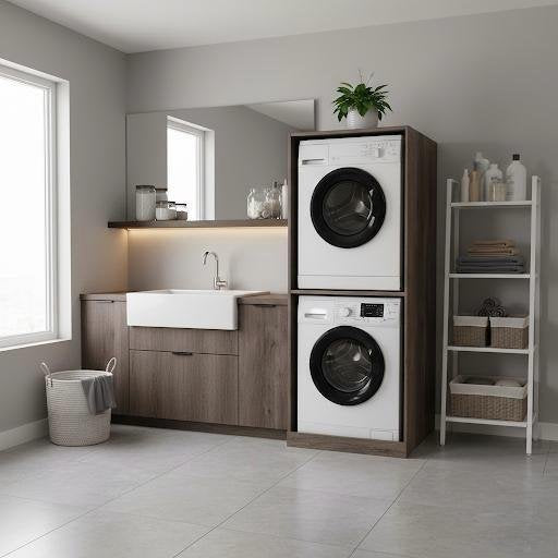Mobile a giorno porta lavatrice e asciugatrice - Olmo scuro