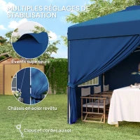 Gazebo pop-up pieghevole 3 x 3 altezza regolabile pareti laterali aperture finestre sacco da trasporto con ruote