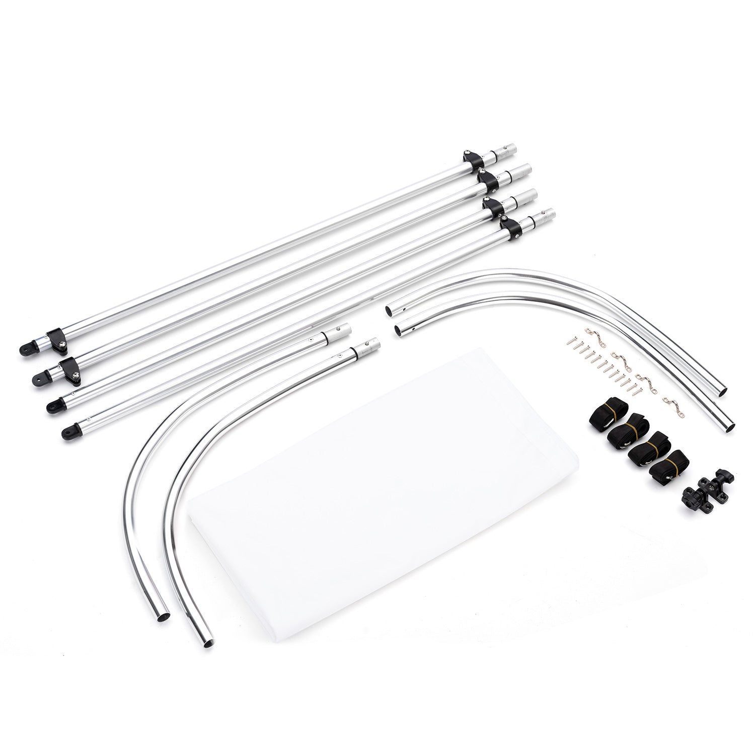 Tendalino Coprisole 130-150Cm Con Struttura Cromo Lucido Per Barche In Vetroresina