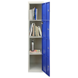 Armadietto da Montare con 4 Porte Blu in Acciaio per Scuole Palestre Spogliatoi