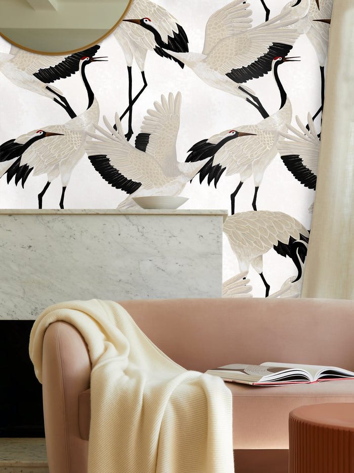 Carta da Parati Aironi Bianch Carta Vegana 250x200cm 5,5mq 