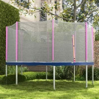 Rete di Protezione per Trampolini a 8 Pali con Ingresso con Cerniera, in PE, Ø366x180 cm, Nero e Rosa
