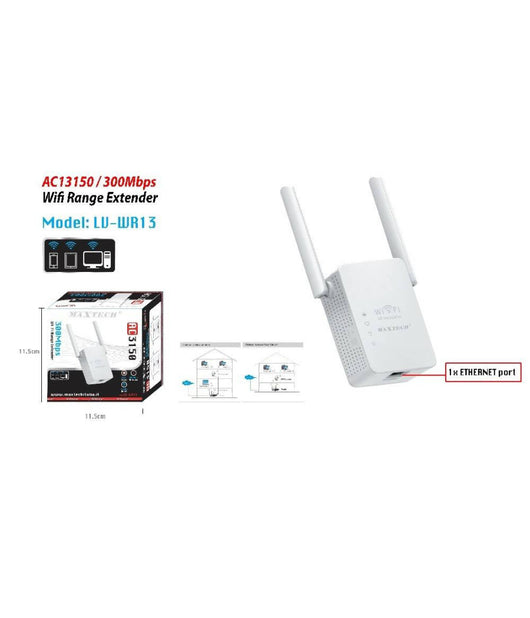 Wifi Range Extender Lv-wr13 Ripetitore Amplificatore Di Segnale 300 Mbps Maxtech         