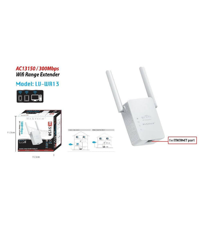 Wifi Range Extender Lv-wr13 Ripetitore Amplificatore Di Segnale 300 Mbps Maxtech         