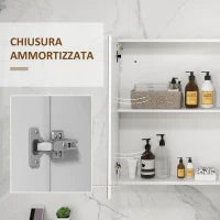 kleankin Armadietto con Specchio con Ripiani Regolabili e Luci LED a 3 Colori, in MDF e Vetro, 90x15x70 cm, Bianco