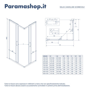 Box doccia angolare 80x100 cm serigrafato 4 mm profili neri | Willis