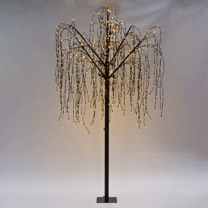Salice Piangente Luminoso a LED - 240cm - Nero - Luci Calde