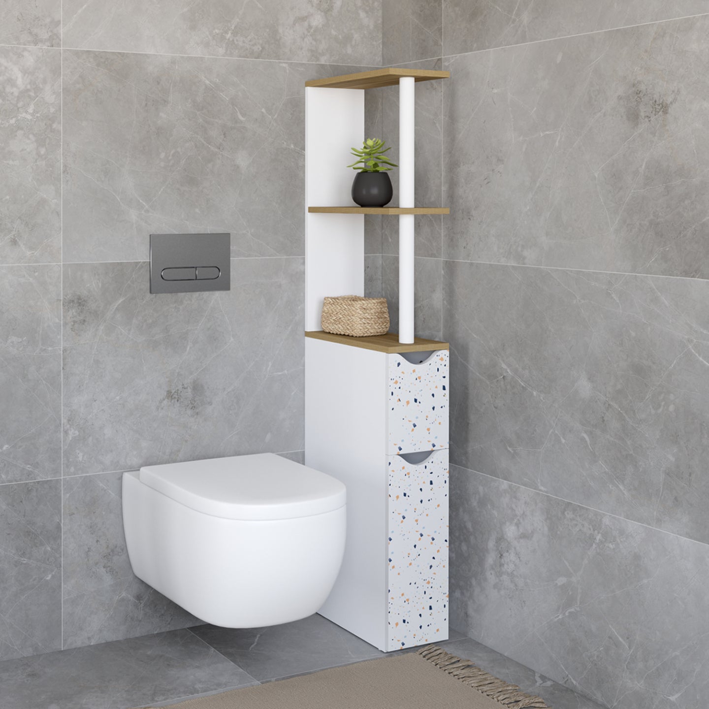 IDMarket - WILLY Mobile a 2 ante per toilette in terrazzo e faggio