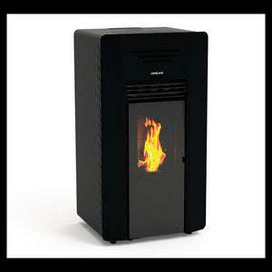 Windy stufa a pellet canalizzata 13,2kw in acciaio nero Lincar