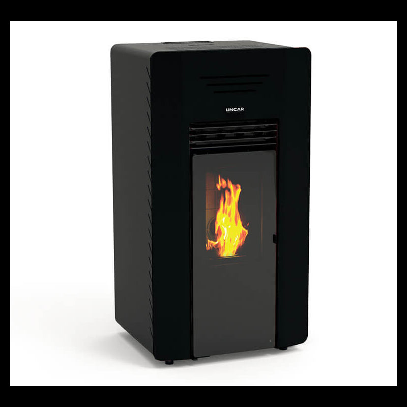 Windy stufa a pellet canalizzata 13,2kw in acciaio nero Lincar