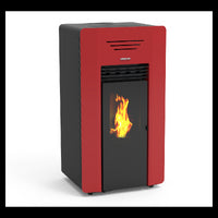 Windy stufa a pellet canalizzata 13,2kw in acciaio rosso Lincar
