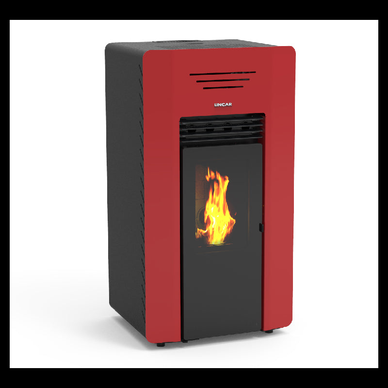 Windy stufa a pellet canalizzata 13,2kw in acciaio rosso Lincar