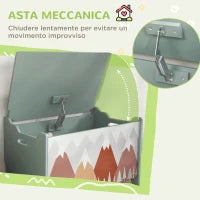 Baule Portagiochi per Bambini con Coperchio e Cerniera di Sicurezza in MDF, 60x37x39cm, Verde