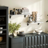 Set di 2 Tavoli Pieghevoli da Parete, in Legno, per Cucina, Sala da Pranzo, Ufficio, Bianco Lucido