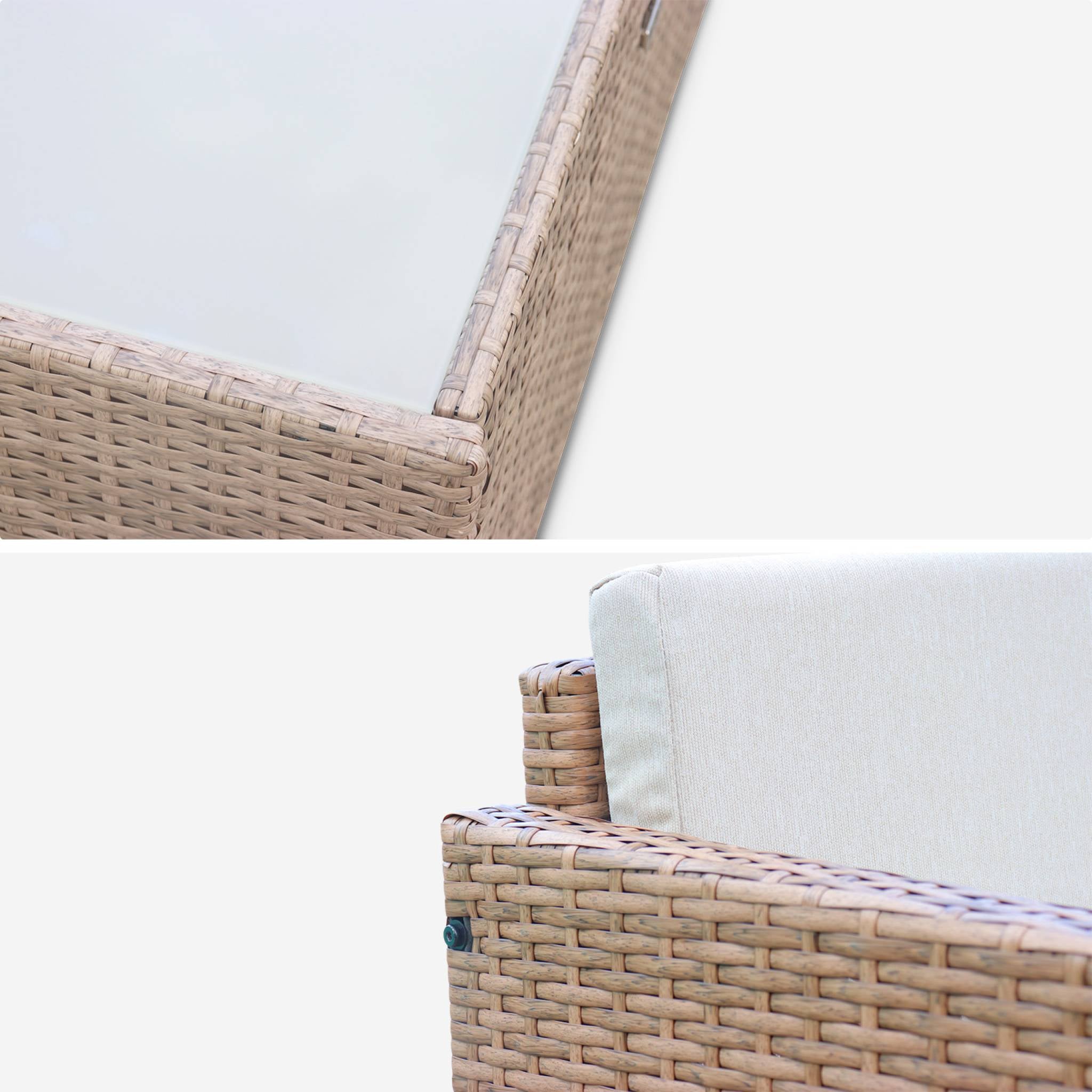 Salotto da giardino in resina intrecciata, 4 posti, marrone naturale