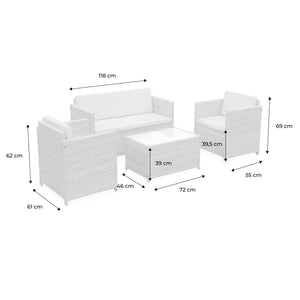 Salotto da giardino in resina intrecciata, 4 posti, marrone naturale