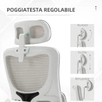 Sedia da Ufficio Ergonomica ad Altezza Regolabile con Poggiatesta, 60x59x114-122 cm, Grigio