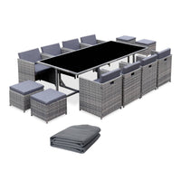 Tavolo da giardino in resina con 12 poltrone + copertura di