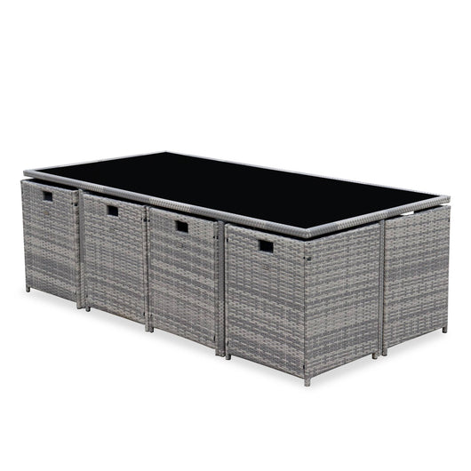 Tavolo da giardino in resina con 12 poltrone + copertura di