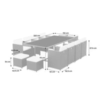 Tavolo da giardino in resina con 12 poltrone + copertura di