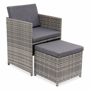 Set tavolo da giardino in resina intrecciata, 6-10 posti, scala di