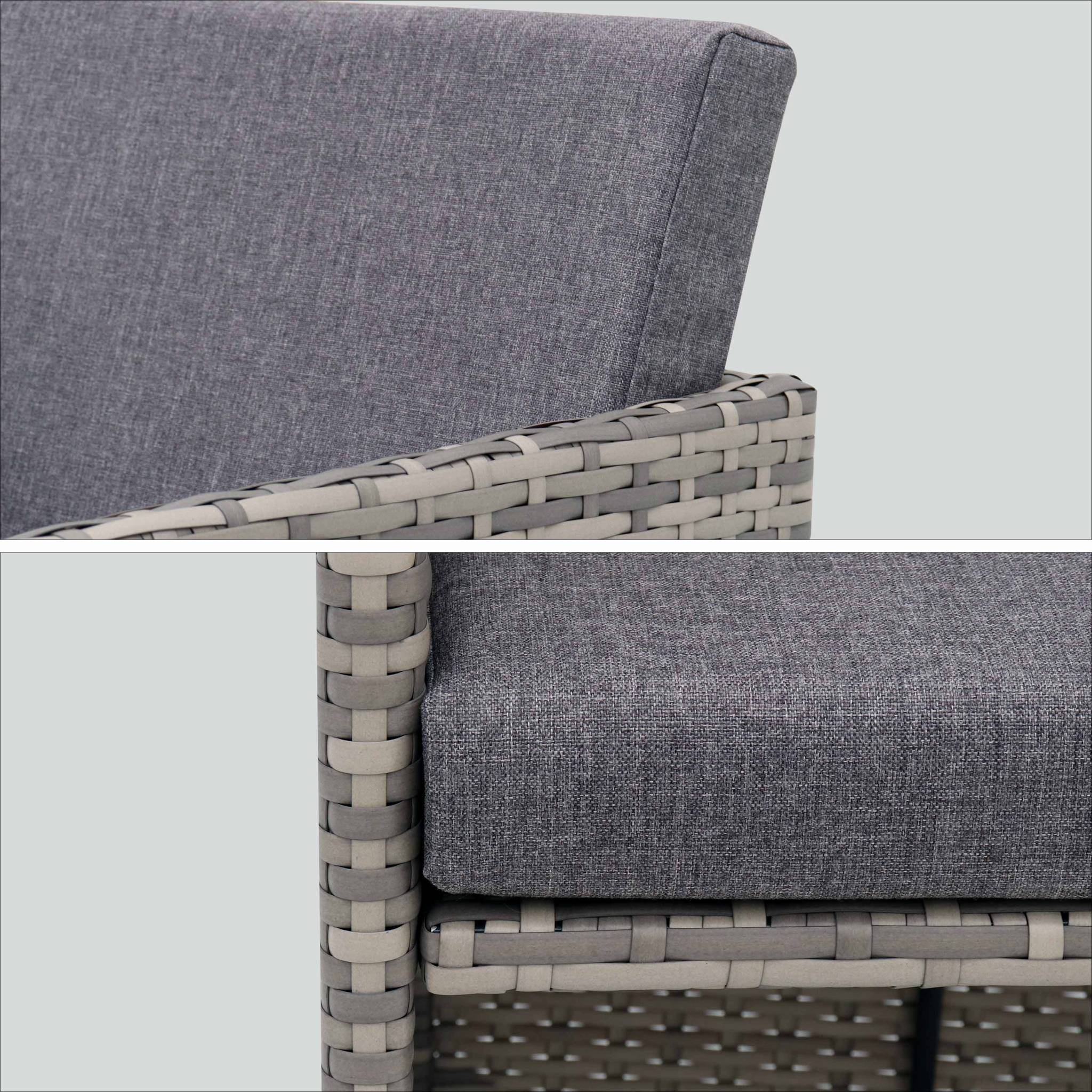 Set tavolo da giardino in resina intrecciata, 6-10 posti, scala di