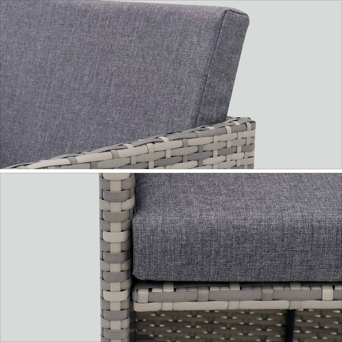 Set tavolo da giardino in resina intrecciata, 6-10 posti, scala di