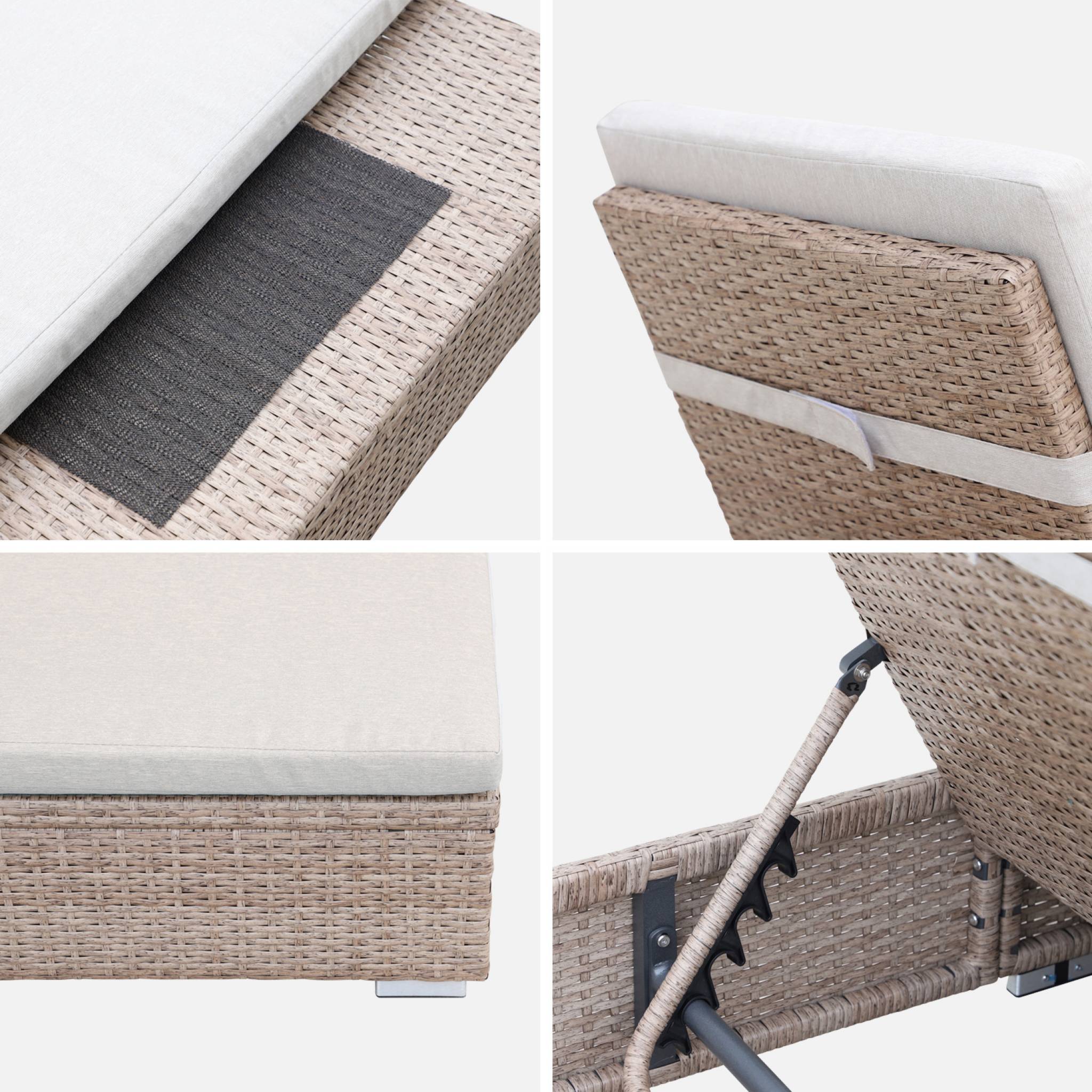 Lettino prendisole in resina intrecciata di poliestere, multi