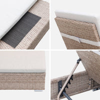 Set di 2 lettini prendisole in resina intrecciata di poliestere, beige