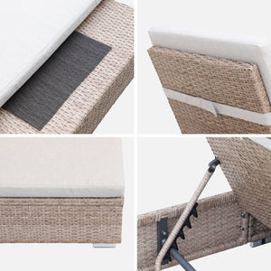 Set di 2 lettini prendisole in resina intrecciata di poliestere, beige