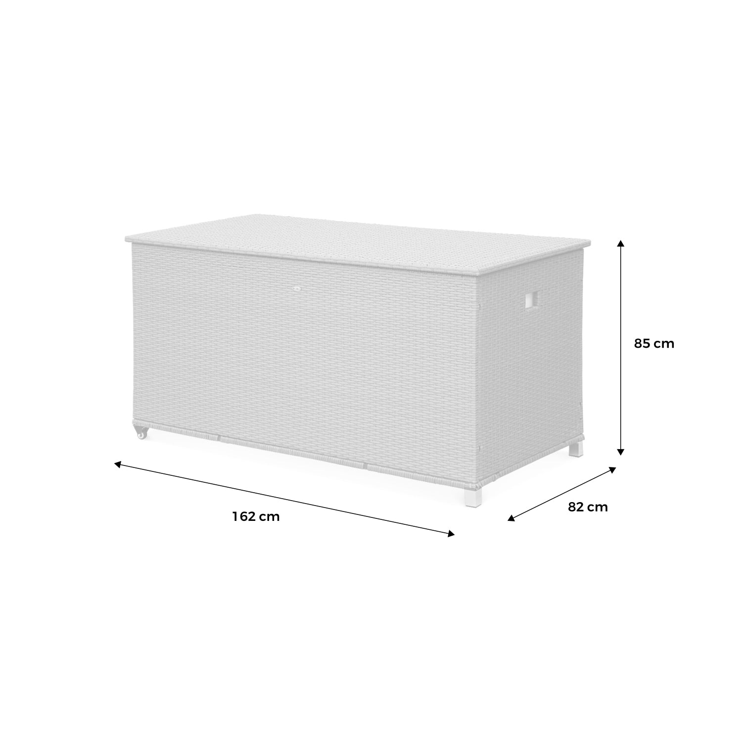 Baule da giardino in resina intrecciata con rotelle e fodera interna,