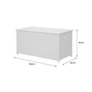 Baule da giardino in resina intrecciata con rotelle e fodera interna,