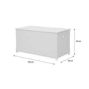 Baule da giardino in resina intrecciata con rotelle e fodera interna,