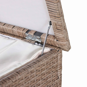 Baule da giardino in resina intrecciata con rotelle e fodera interna,