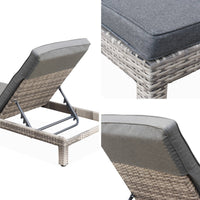 Set di 2 lettini prendisole in resina intrecciata, scala di grigi