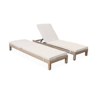 Set di 2 lettini prendisole in resina intrecciata, marrone naturale