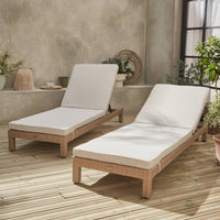 Set di 2 lettini prendisole in resina intrecciata, marrone naturale