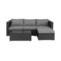 Salotto da giardino in resina a 4 posti, nero