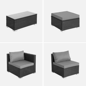 Salotto da giardino in resina a 4 posti, nero