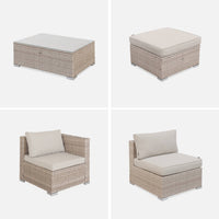 Salotto da giardino in resina a 4 posti, marrone naturale