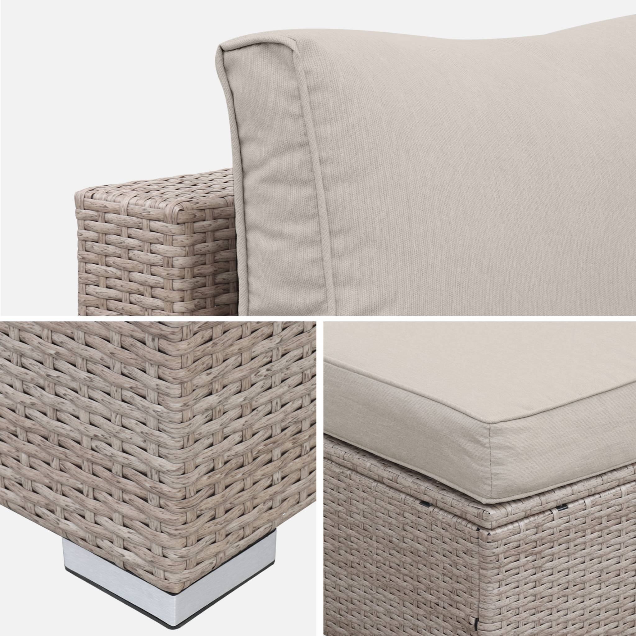 Salotto da giardino in resina a 4 posti, marrone naturale