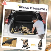 Passeggino per Cani Taglia Piccola e Mini Pieghevole con Cestino e Portabicchiere, 75x46x94 cm, Caffè