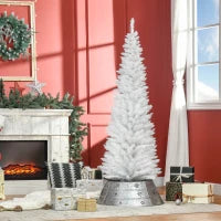 Albero di Natale Slim Artificiale 180 cm con Rami Realistici, Albero di Natale Alto e Stretto con Base Pieghevole, Bianco