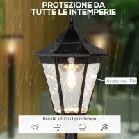 Lampione Solare da Giardino con Luce LED e Sensore di Movimento, Alluminio e Vetro, 22x22x196 cm, Nero